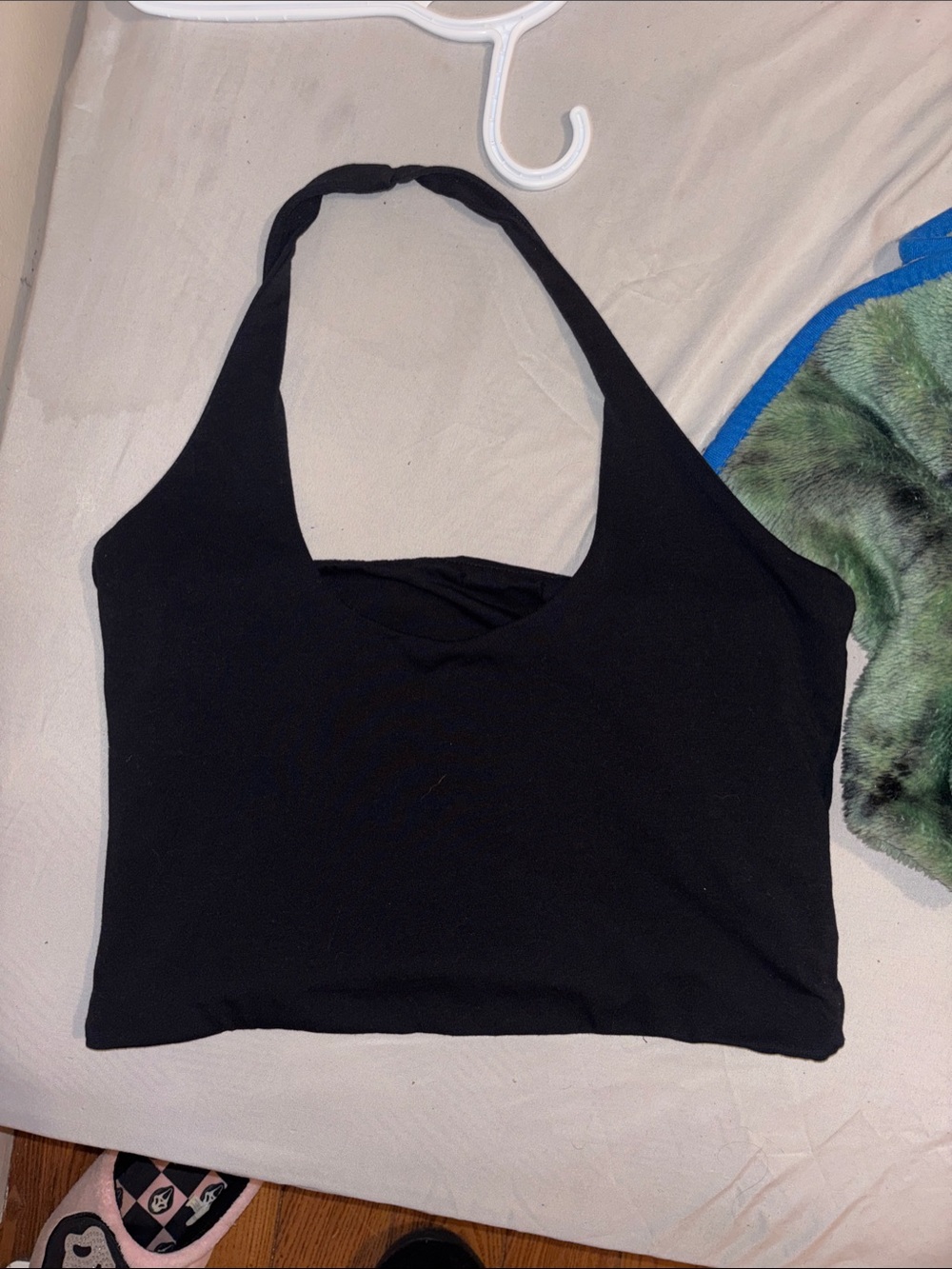 Black Halter Neck Crop Top - Women's Stretch Knit